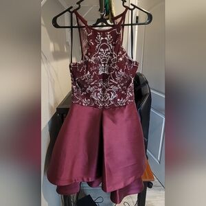 Maroon high low dress